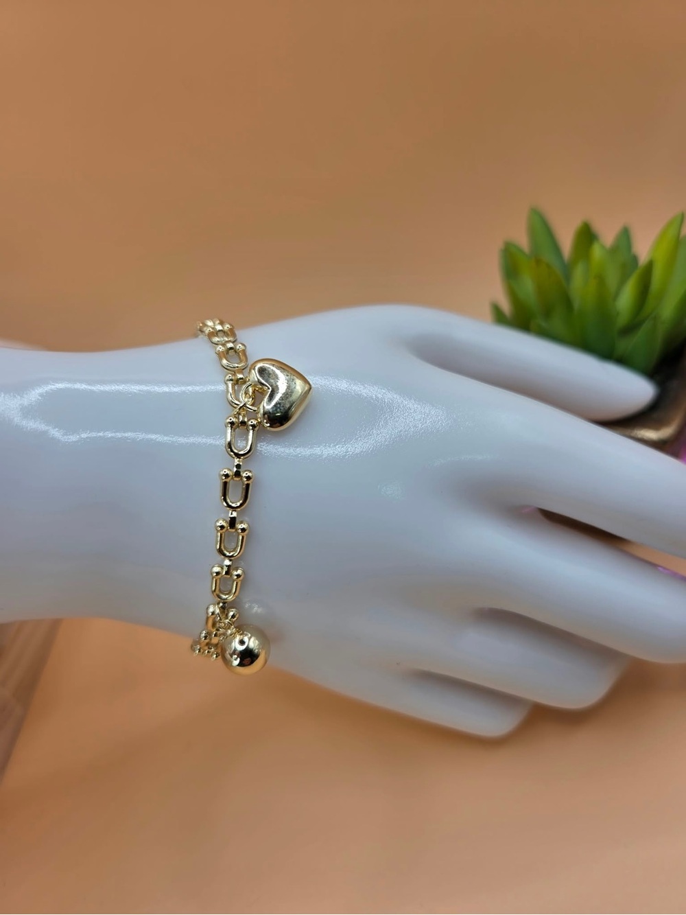 Gold Plated Heart Charm Bracelet - Women Jewelry
